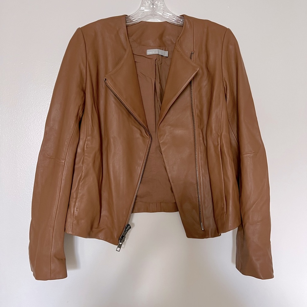 Vince brown leather jacket; size S; NWT!